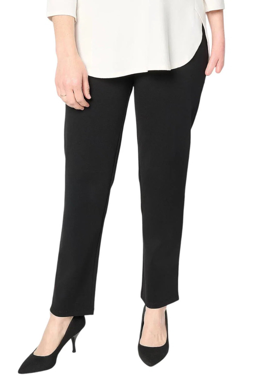 Susan Graver Weekend Ponte Straight Leg Pant Black - Plus